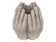 Béžovo-šedý cementový květináč přiložených rukou Hania L - 19*18*22 cm