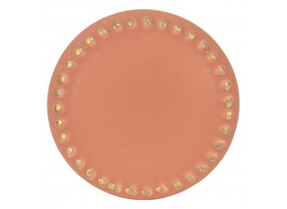Oranžová keramická úchytka ze zlatými puntíky Dria - Ø 4*3 cm