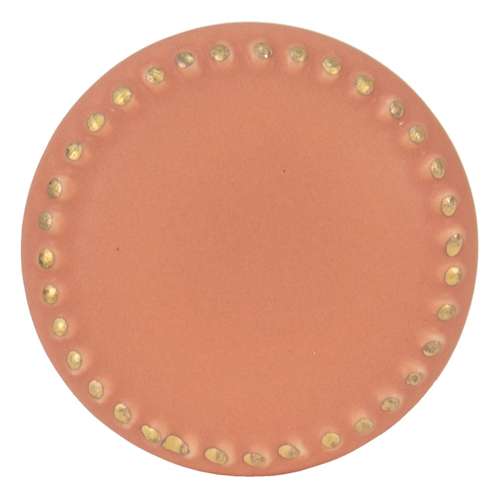 Oranžová keramická úchytka ze zlatými puntíky Dria - Ø 4*3 cm