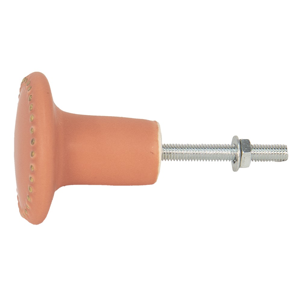 Oranžová keramická úchytka ze zlatými puntíky Dria - Ø 4*3 cm
