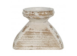 Béžový antik dřevěný svícen - 15*10*11 cm