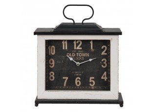 Černo-bílé stolní hodiny v hranatém provedení Old Town - 36*10*32 cm / 1*AA