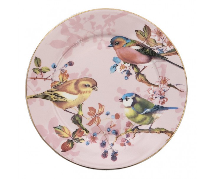 Porcelánový dezertní talířek Bird Rosé - Ø 18*2 cm