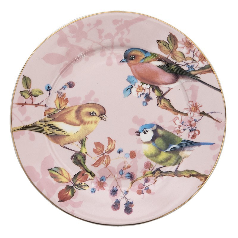 Porcelánový dezertní talířek Bird Rosé - Ø 18*2 cm Clayre & Eef