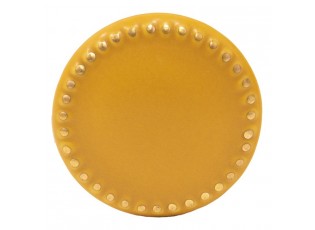 Žlutá keramická úchytka ze zlatými puntíky Dria - Ø 4*3 cm