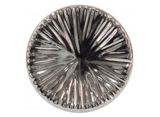 Stříbrná kulatá keramická úchytka s rýhovaným zdobením Ratiel - Ø 4*3 cm