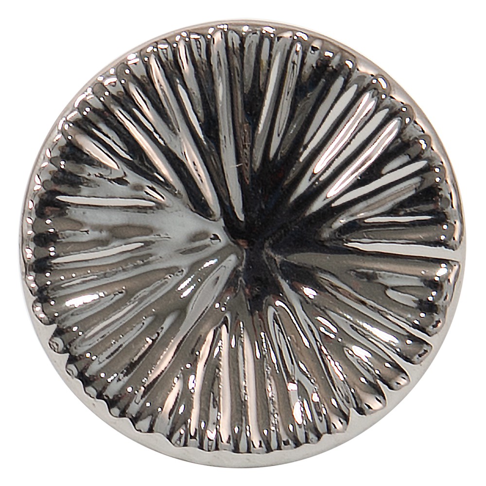 Stříbrná kulatá keramická úchytka s rýhovaným zdobením Ratiel - Ø 4*3 cm Clayre & Eef
