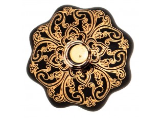 Černá keramická úchytka se zlatým zdobením Cipy - Ø 4*3 cm