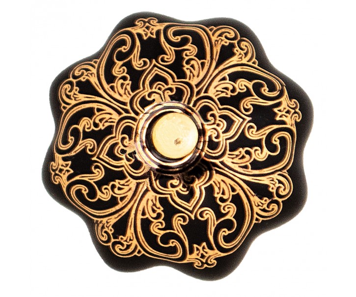 Černá keramická úchytka se zlatým zdobením Cipy - Ø 4*3 cm