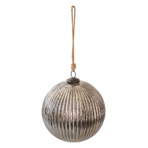 Stříbrno černá vánoční skleněná ozdoba koule XL - Ø 20*20 cm