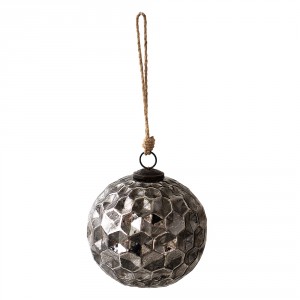 Černá antik skleněná koule Hexagon Black L - Ø 15*15 cm