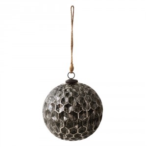 Černá antik skleněná koule Hexagon Black XL - Ø 20*20 cm