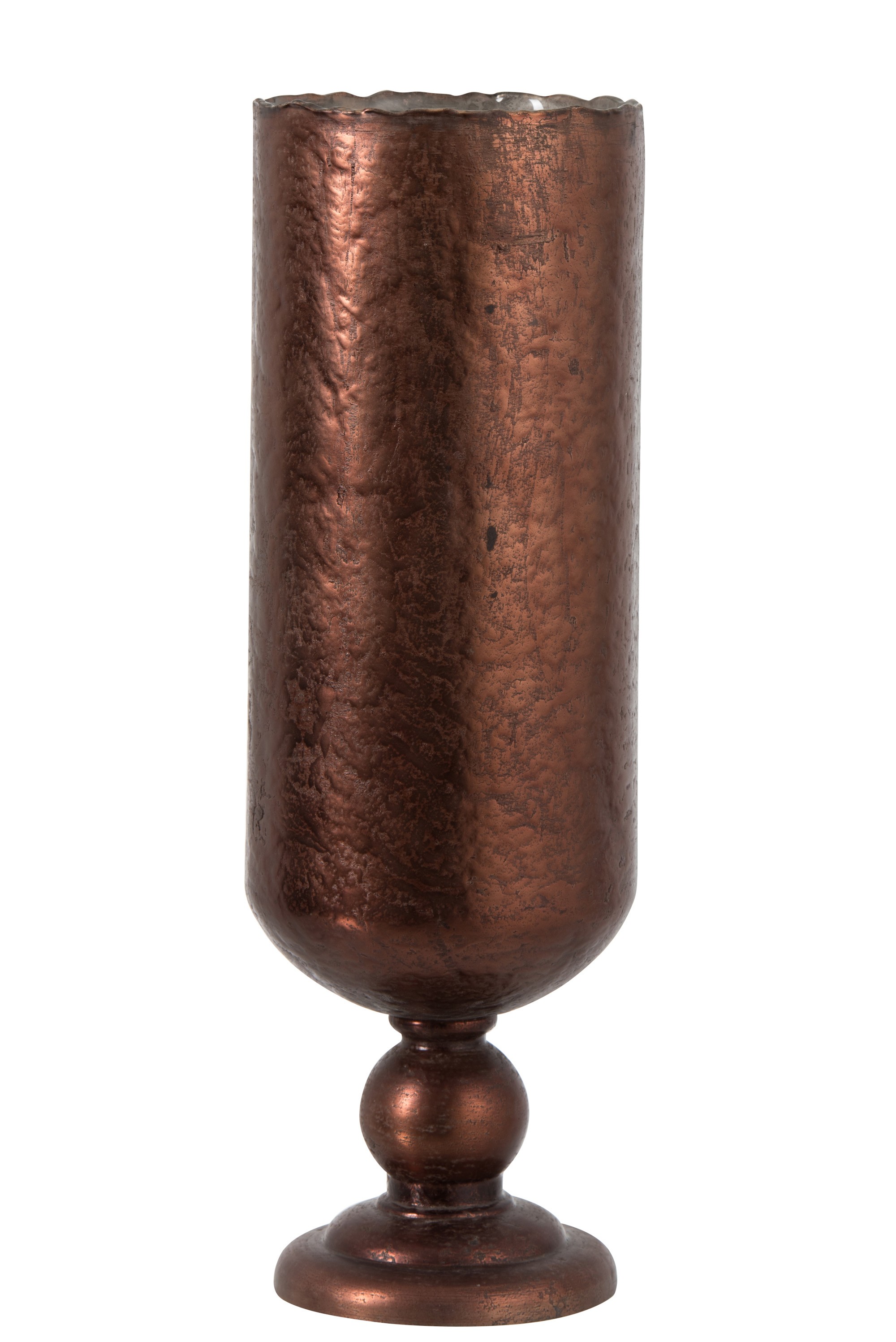 Měděná antik skleněná váza na noze Viose Rustic - Ø18*54 cm J-Line by Jolipa