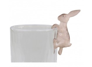 Dekorace zajíček na skleničku Hare Latté  - 5*2,5*8 cm