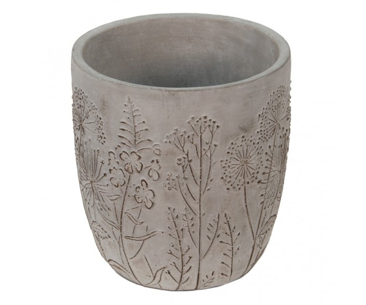 Béžovo-šedý cementový obal na květináč s lučními květy Wildflowers - Ø16*18cm