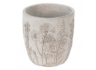Šedý cementový obal na květináč s lučními květy Wildflowers - Ø20*21cm