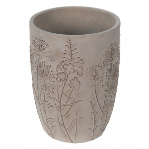 Šedý cementový obal na květináč/váza s lučními květy Wildflowers - Ø19*25cm