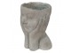 Šedý cementový květináč hlava ženy v dlaních - 16*16*22 cm