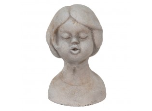 Šedá cementová dekorace busta dívky - 11*10*18 cm