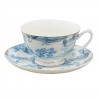 Bílo-modrý porcelánový šálek s podšálkem Chateau  - Ø 10*6 / Ø 15*2 cm / 250 ml Barva: modrá/bílá/zlatáMateriál: porcelánHmotnost: 0,342 kg