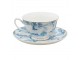 Bílo-modrý porcelánový šálek s podšálkem - Ø 10*6 / Ø 15*2 cm / 250 ml