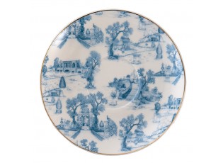 Bílo-modrý porcelánový šálek s podšálkem - Ø 10*6 / Ø 15*2 cm / 250 ml