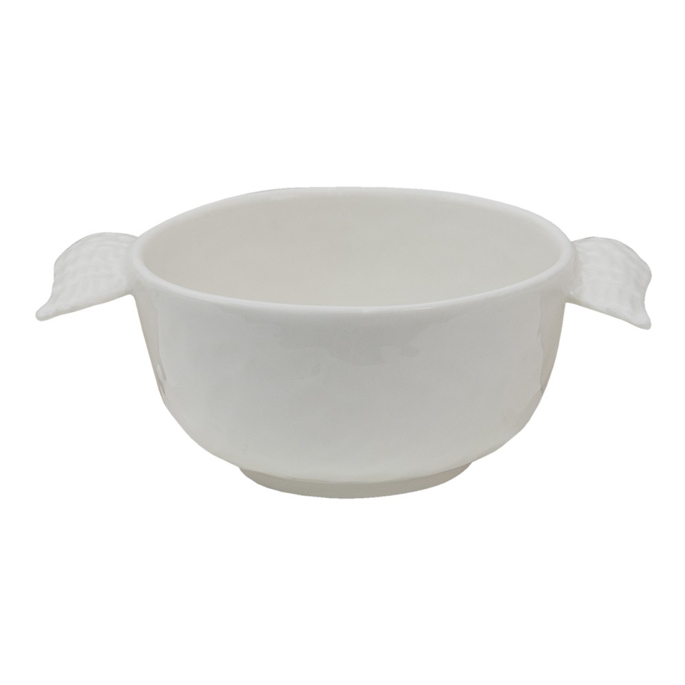 Bílá keramická miska na polévku s křídly Wings - 14*10*5 cm Clayre & Eef