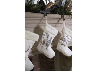Vánoční dekorativní punčocha Happy Holidays s jelenem - 21*1*28 cm