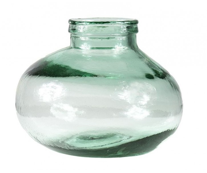 Skleněná designová recyklovaná váza s nádechem zelené - 25*25*19,5cm / 5L
