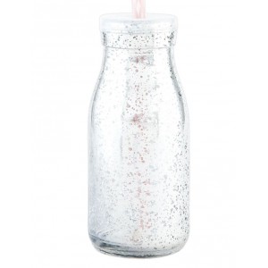 Stříbrná láhev na brčko - Ø 6*14 cm / 0,2 L
