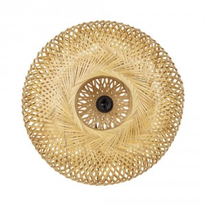 Přírodní kulatá nástěnná lampa z bambusových proužků - Ø 32*20cm