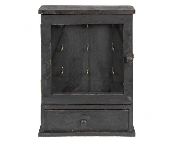 Černá antik dřevěná retro skříňka na klíče Recie - 36*9*47 cm