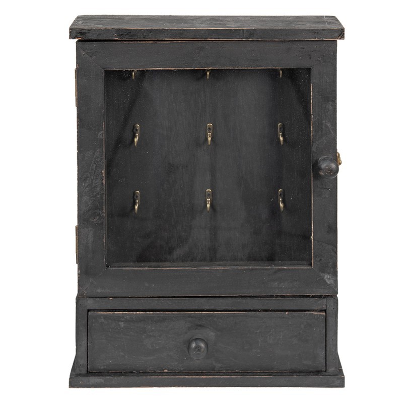 Levně Černá antik dřevěná retro skříňka na klíče Recie - 36*9*47 cm 5H0453Z