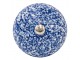 Béžovo-modrá keramická úchytka s mramorováním - Ø 4*3 cm