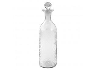 Dekorační transparentní skleněná láhev se zátkou / karafa - Ø 10*36 cm