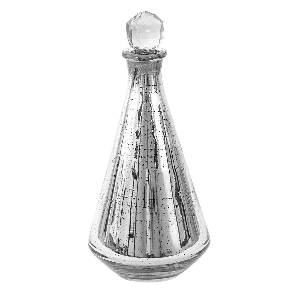 Stříbrná antik skleněná karafa - Ø 12*26 cm Clayre & Eef