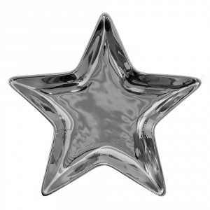 Stříbrná keramická miska ve tvaru hvězdy Silver Star - 20*19*2 cm