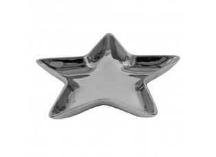 Stříbrná keramická miska ve tvaru hvězdy Silver Star - 20*19*2 cm