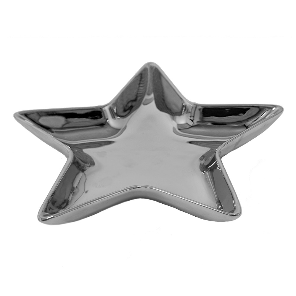 Stříbrná keramická miska ve tvaru hvězdy Silver Star - 20*19*2 cm