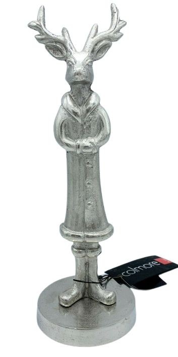 Levně Kovová stříbrná dekorace Jelen - 10*10*30 cm 001-21-4703