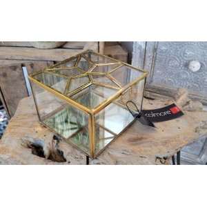Skleněná šperkovnice se zlatým antik lemem Alex antique - 15*15*12 cm
