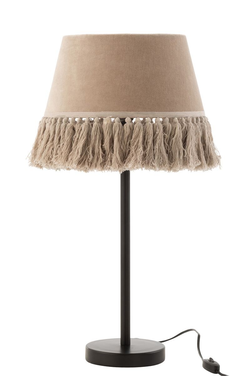 Stolní lampa s béžovým stínidlem s třásněmi Solange - Ø 30*55 cm/ E27/ 40W 15691