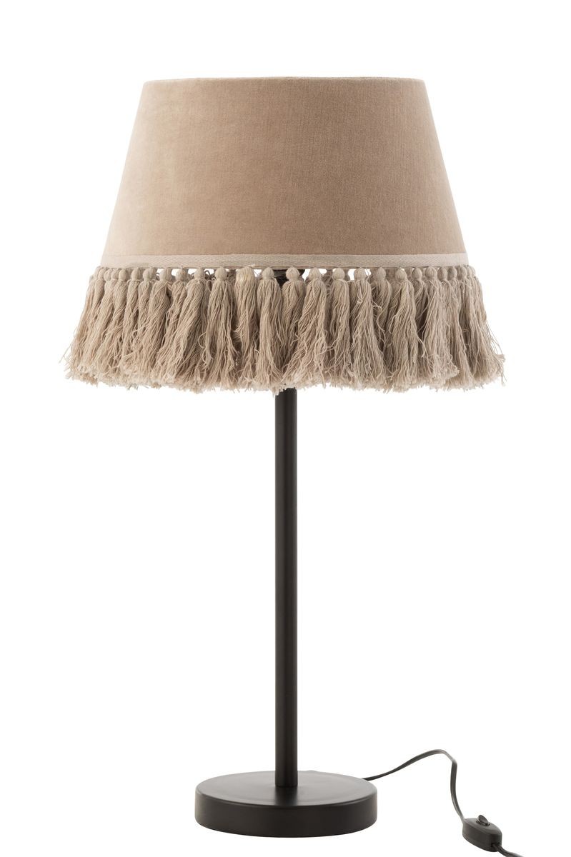 Stolní lampa s béžovým stínidlem s třásněmi Solange - Ø 30*55 cm/ E27/ 40W