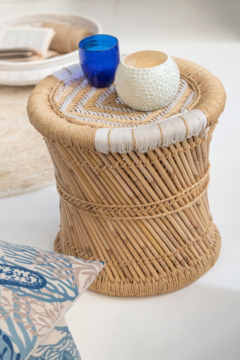 Přírodní bambusový odkládací stolek Stool Bamboo - Ø40*41cm