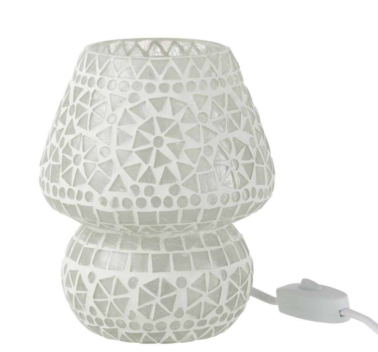 Bílá skleněná stolní lampička Mosaic - Ø14*17cm/ E14/ 40W J-Line by Jolipa