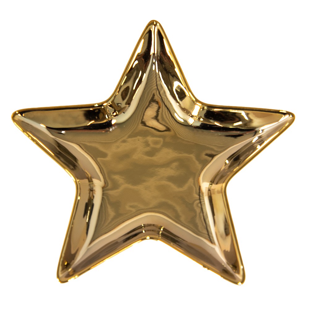 Zlatá keramická miska ve tvaru hvězdy Gold Star - 16*16*2 cm Clayre & Eef