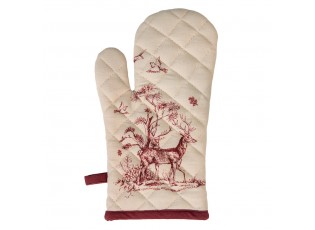 Béžová chňapka - rukavice s jeleny a ptáčky - 18*30 cm