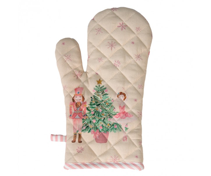 Béžová chňapka - rukavice s Louskáčkem a baletkou Pastel Nutcracker - 18*30 cm