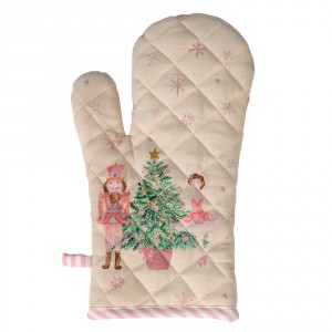 Béžová chňapka - rukavice s Louskáčkem a baletkou Pastel Nutcracker - 18*30 cm