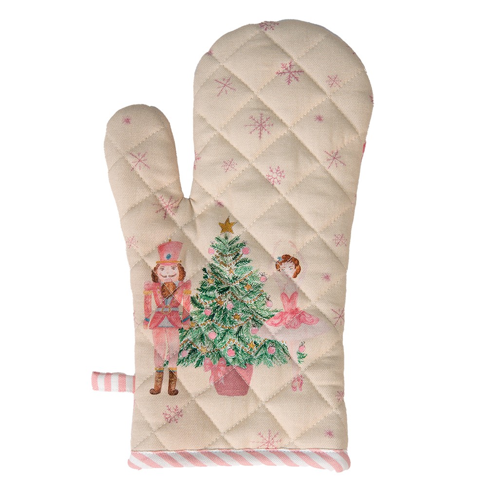 Béžová chňapka - rukavice s Louskáčkem a baletkou Pastel Nutcracker - 18*30 cm Clayre & Eef